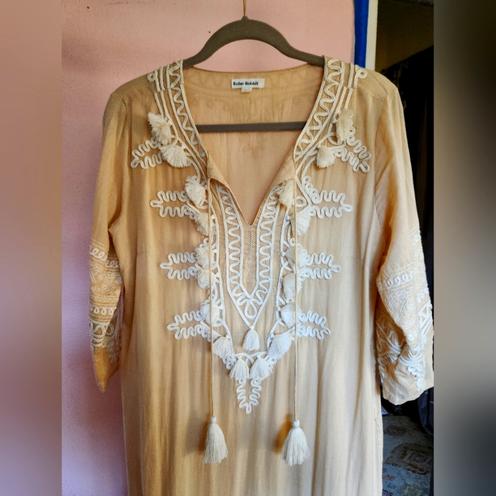 Roller Rabbit NWT Beige Caftan/ Long  Kurta/ Tunic Dress
